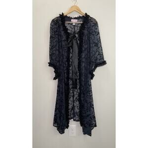 Lace Sheer Kimono Coverup Robe Whimsigoth Dark Ruffle Dress Gown Costume Wed M 8